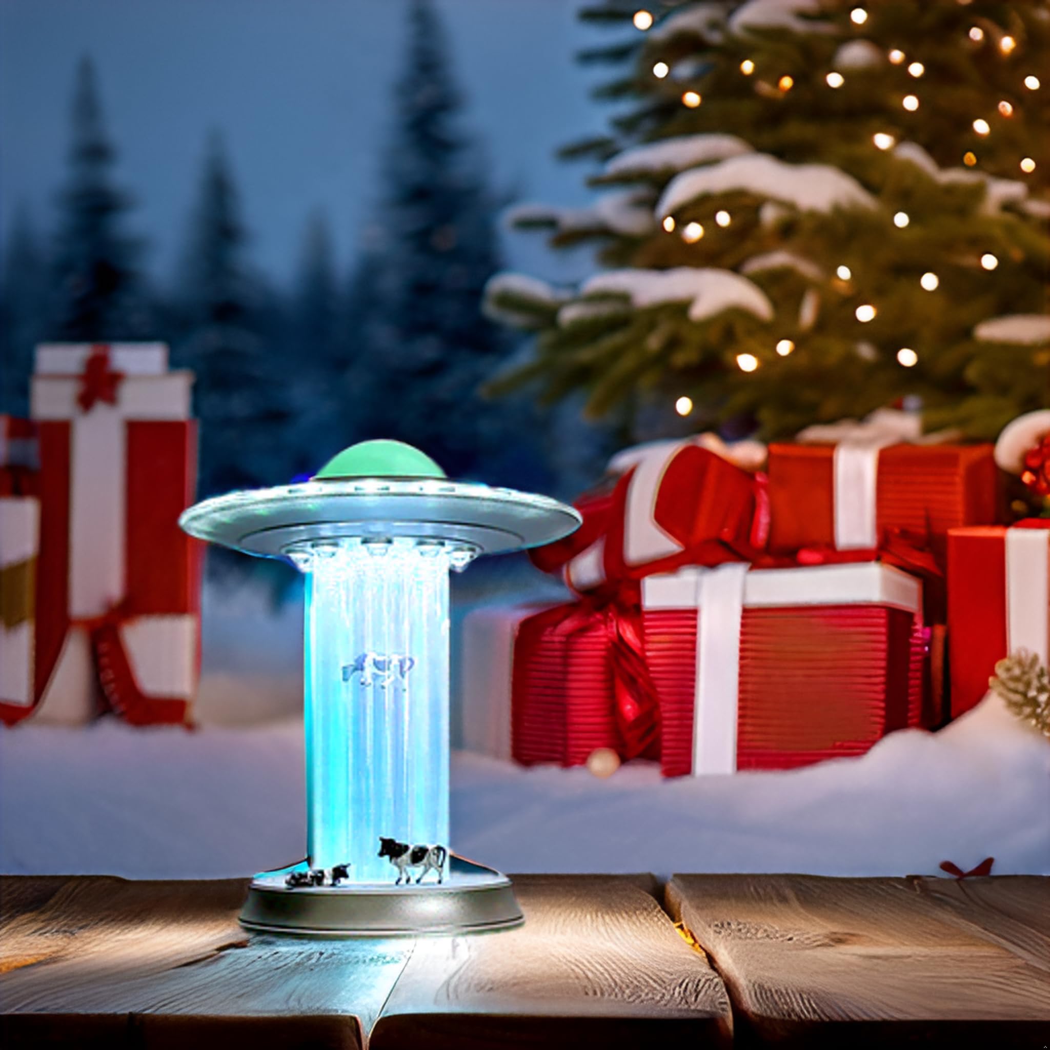 ライト・ランタン COW BELL INSIDE AIOT! ver. WAN TAI UFO Cow Abduction Lamp – Funny LED Lamp with Miniature